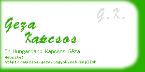 geza kapcsos business card